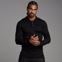 Load image into Gallery viewer, Father Sons Classic Black Knitted Long Sleeve Polo Shirt - FSH177