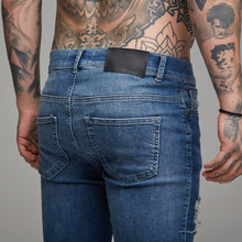 Load image into Gallery viewer, Father Sons Zipped Ankle Distressed Ripped Slim Stretch Blue Jeans - FSH180 / FSH213