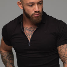 Load image into Gallery viewer, Father Sons Classic Black Zipped Polo Shirt - FSH030