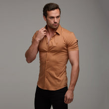 Load image into Gallery viewer, Father Sons Super Slim Stretch Classic Tan Short Sleeve - FS285