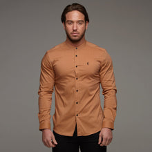 Load image into Gallery viewer, Father Sons Super Slim Stretch Classic Tan Grandad Collar - FS286