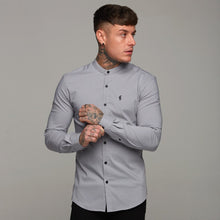 Load image into Gallery viewer, Father Sons Super Slim Stretch Classic Silver Grey Grandad Collar - FS289