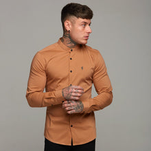 Load image into Gallery viewer, Father Sons Super Slim Stretch Classic Tan Grandad Collar - FS286
