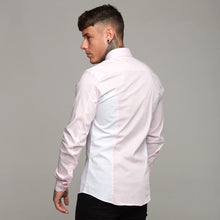 Load image into Gallery viewer, Father Sons Super Slim Stretch Pink Panel Shirt with White Contrast Sleeve - FS324