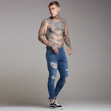 Load image into Gallery viewer, Father Sons Zipped Ankle Distressed Ripped Slim Stretch Blue Jeans - FSH180 / FSH213