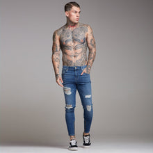 Load image into Gallery viewer, Father Sons Zipped Ankle Distressed Ripped Slim Stretch Blue Jeans - FSH180 / FSH213