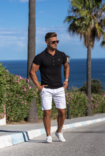 Load image into Gallery viewer, Father Sons Classic Black Ribbed Polo Shirt with Gold Metal Emblem Decal & Buttons - FSH495 (PRE ORDER > 30TH JULY)