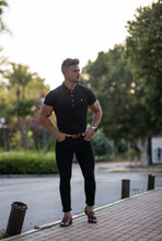 Load image into Gallery viewer, Father Sons Classic Black Polo Shirt with Silver Metal Emblem Decal & Buttons - FSH459 (PRE ORDER > 6TH JULY)