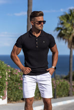 Load image into Gallery viewer, Father Sons Classic Black Ribbed Polo Shirt with Gold Metal Emblem Decal & Buttons - FSH495 (PRE ORDER > 30TH JULY)