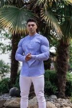 Load image into Gallery viewer, Father Sons Super Slim Stretch Light Blue Grandad Collar - FS555