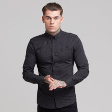 Load image into Gallery viewer, Father Sons Super Slim Stretch Black & White Ditsy Print Long Sleeve FS414