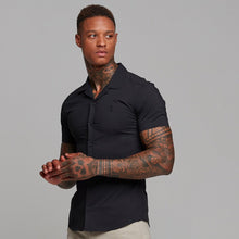 Load image into Gallery viewer, Father Sons Super Slim Stretch Revere Classic Black Short Sleeve - FS404
