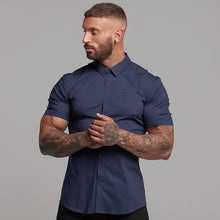 Load image into Gallery viewer, Father Sons Super Slim Stretch Classic Navy Short Sleeve - FS181