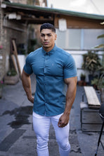 Load image into Gallery viewer, Father Sons Super Slim Stretch Teal Denim Short Sleeve - FS328