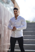 Load image into Gallery viewer, Father Sons Super Slim Stretch White & Navy Dandy Print Sleeve FS419