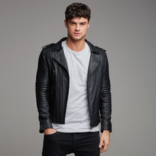 Load image into Gallery viewer, Father Sons Black Leather Jacket - FSH104
