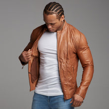 Load image into Gallery viewer, Father Sons Tan Lambs Leather Jacket - FSH205
