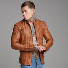Load image into Gallery viewer, Father Sons Tan Lambs Leather Jacket - FSH205
