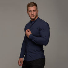 Load image into Gallery viewer, Father Sons Super Slim Stretch Classic Navy Grandad Collar - FS183
