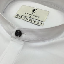 Load image into Gallery viewer, Father Sons Super Slim Stretch Classic White Grandad Collar Short Sleeve - FS172
