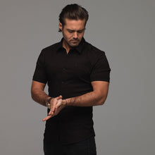 Load image into Gallery viewer, Father Sons Super Slim Luxe Ultra Stretch Classic Black Short Sleeve -  FS227
