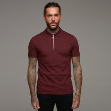 Load image into Gallery viewer, Father Sons Classic Burgundy Zipped Polo Short Sleeve Shirt - FSH027
