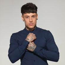 Load image into Gallery viewer, Father Sons Super Slim Stretch Classic Navy Grandad Collar - FS183
