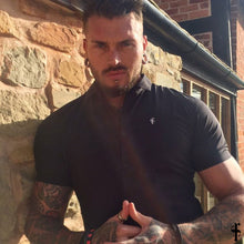 Load image into Gallery viewer, Father Sons Super Slim Stretch Classic Black Short Sleeve - FS127
