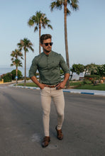 Load image into Gallery viewer, Father Sons Super Slim Stretch Classic Khaki Grandad Collar - FS296
