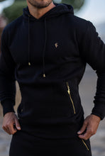 Load image into Gallery viewer, Father Sons Black &amp; Gold Overhead Hoodie Top with Zipped Pockets - FSH472 (PRE ORDER / DISPATCH DATE 31ST JULY)
