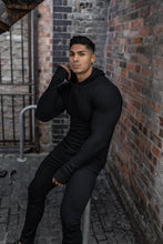 Load image into Gallery viewer, Father Sons Classic Black Ribbed Knit Hoodie Jumper - FSH218
