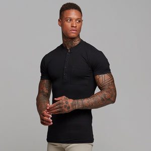 Father Sons Classic Black Grandad Polo Shirt - FSH240