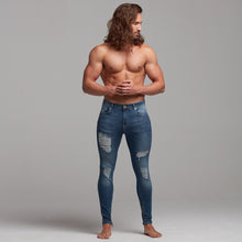 Load image into Gallery viewer, Father Sons Zipped Ankle Distressed Ripped Slim Stretch Blue Jeans - FSH180 / FSH213
