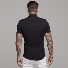 Load image into Gallery viewer, Father Sons Super Slim Stretch Ribbed Black Short Sleeve - FS407
