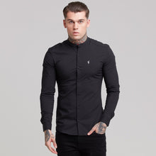 Load image into Gallery viewer, Father Sons Super Slim Stretch Classic Black Grandad Collar - FS171
