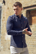 Load image into Gallery viewer, Father Sons Super Slim Stretch Classic Oxford Navy (Red Emblem) - FS308 (PRE ORDER / DISPATCH DATE 17TH JULY)
