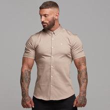 Load image into Gallery viewer, Father Sons Super Slim Stretch Beige Denim Short Sleeve - FS344

