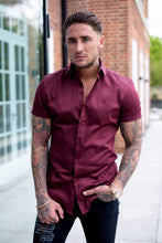 Load image into Gallery viewer, Father Sons Slim Sateen Burgundy Short Sleeve - FS550
