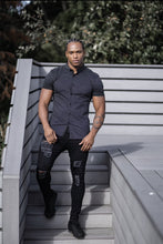 Load image into Gallery viewer, Father Sons Super Slim Stretch Black &amp; White Ditsy Print Short Sleeve FS412
