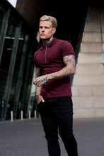 Load image into Gallery viewer, Father Sons Classic Burgundy Zipped Polo Short Sleeve Shirt - FSH027
