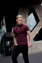 Load image into Gallery viewer, Father Sons Classic Burgundy Zipped Polo Short Sleeve Shirt - FSH027
