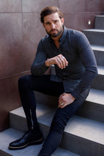 Load image into Gallery viewer, Father Sons Super Slim Stretch Black &amp; White Dandy Print Long Sleeve FS418
